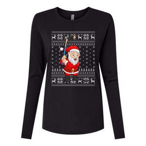 Xmas Sweater Style Ugly Santa Playing Ice Hockey Christmas Meaningful Gift Womens Cotton Relaxed Long Sleeve T-Shirt