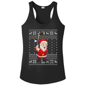 Xmas Sweater Style Ugly Santa Playing Ice Hockey Christmas Meaningful Gift Ladies PosiCharge Competitor Racerback Tank