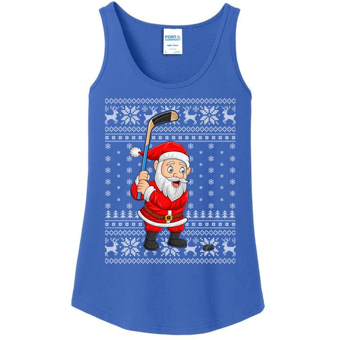 Xmas Sweater Style Ugly Santa Playing Ice Hockey Christmas Meaningful Gift Ladies Essential Tank