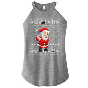 Xmas Sweater Style Ugly Santa Playing Ice Hockey Christmas Meaningful Gift Women's Perfect Tri Rocker Tank