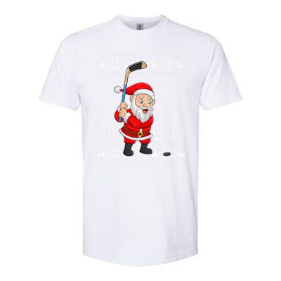 Xmas Sweater Style Ugly Santa Playing Ice Hockey Christmas Meaningful Gift Softstyle® CVC T-Shirt