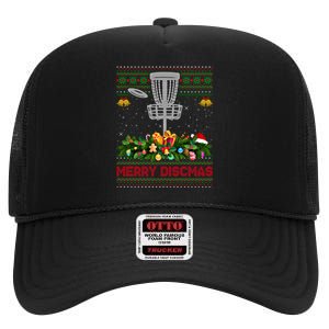 Xmas Sweater Style Merry Discmas Ugly Disc Golf Christmas Cool Gift High Crown Mesh Back Trucker Hat