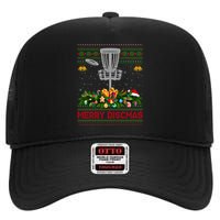 Xmas Sweater Style Merry Discmas Ugly Disc Golf Christmas Cool Gift High Crown Mesh Back Trucker Hat