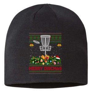 Xmas Sweater Style Merry Discmas Ugly Disc Golf Christmas Cool Gift Sustainable Beanie