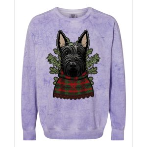 Xmas Scottie Santa On Christmas Scottish Terrier Cool Gift Colorblast Crewneck Sweatshirt