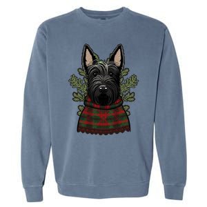 Xmas Scottie Santa On Christmas Scottish Terrier Cool Gift Garment-Dyed Sweatshirt