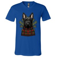 Xmas Scottie Santa On Christmas Scottish Terrier Cool Gift V-Neck T-Shirt