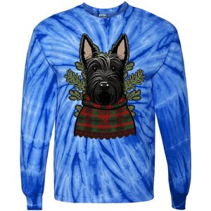 Xmas Scottie Santa On Christmas Scottish Terrier Cool Gift Tie-Dye Long Sleeve Shirt