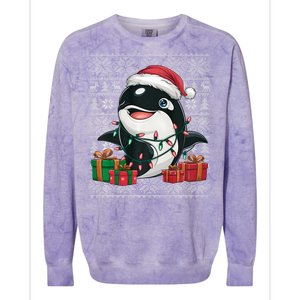 Xmas Sweater Style Ugly Santa Hat Orca Christmas Colorblast Crewneck Sweatshirt