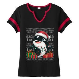 Xmas Sweater Style Ugly Santa Hat Orca Christmas Ladies Halftime Notch Neck Tee