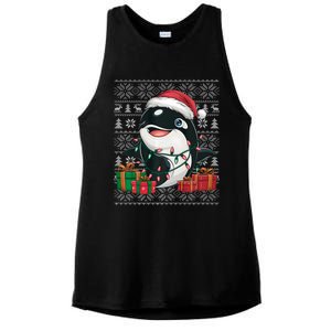 Xmas Sweater Style Ugly Santa Hat Orca Christmas Ladies PosiCharge Tri-Blend Wicking Tank