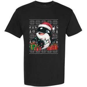 Xmas Sweater Style Ugly Santa Hat Orca Christmas Garment-Dyed Heavyweight T-Shirt