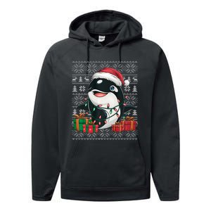 Xmas Sweater Style Ugly Santa Hat Orca Christmas Performance Fleece Hoodie