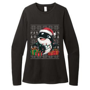 Xmas Sweater Style Ugly Santa Hat Orca Christmas Womens CVC Long Sleeve Shirt