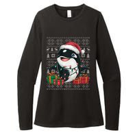 Xmas Sweater Style Ugly Santa Hat Orca Christmas Womens CVC Long Sleeve Shirt