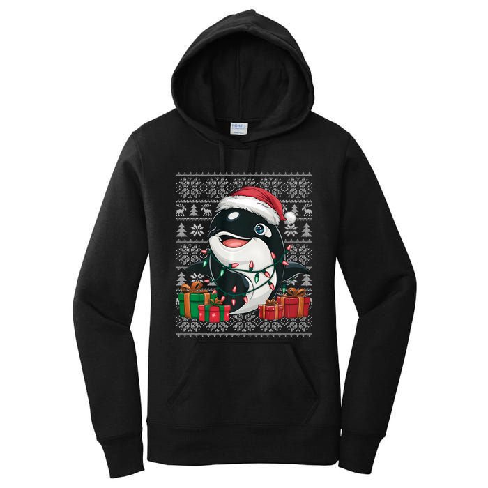 Xmas Sweater Style Ugly Santa Hat Orca Christmas Women's Pullover Hoodie