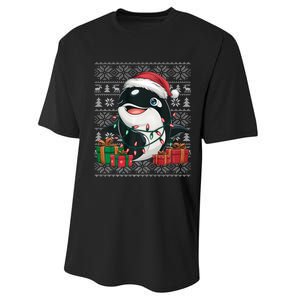 Xmas Sweater Style Ugly Santa Hat Orca Christmas Performance Sprint T-Shirt