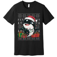 Xmas Sweater Style Ugly Santa Hat Orca Christmas Premium T-Shirt