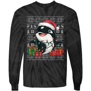 Xmas Sweater Style Ugly Santa Hat Orca Christmas Tie-Dye Long Sleeve Shirt