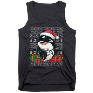 Xmas Sweater Style Ugly Santa Hat Orca Christmas Tank Top