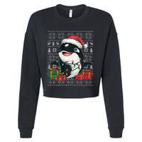 Xmas Sweater Style Ugly Santa Hat Orca Christmas Cropped Pullover Crew