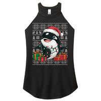 Xmas Sweater Style Ugly Santa Hat Orca Christmas Women's Perfect Tri Rocker Tank