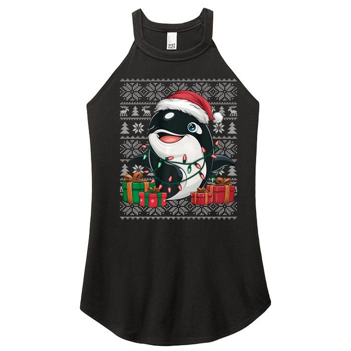 Xmas Sweater Style Ugly Santa Hat Orca Christmas Women's Perfect Tri Rocker Tank