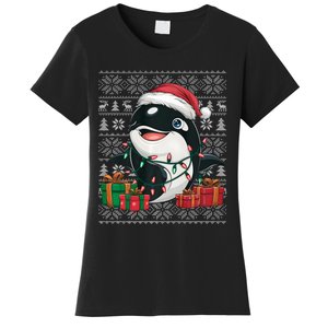 Xmas Sweater Style Ugly Santa Hat Orca Christmas Women's T-Shirt