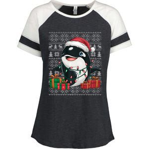 Xmas Sweater Style Ugly Santa Hat Orca Christmas Enza Ladies Jersey Colorblock Tee