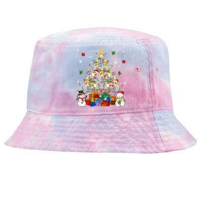 Xmas Squad Santa Reindeer Cockatiel Birds As Xmas Tree Farm Gift Tie-Dyed Bucket Hat