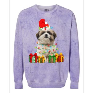 Xmas Shih Tzu Dog Christmas Lights Puppy Lover Meaningful Gift Colorblast Crewneck Sweatshirt