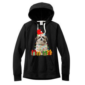 Xmas Shih Tzu Dog Christmas Lights Puppy Lover Meaningful Gift Women's Fleece Hoodie