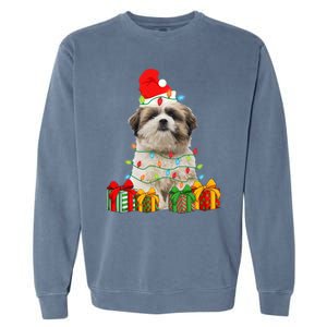 Xmas Shih Tzu Dog Christmas Lights Puppy Lover Meaningful Gift Garment-Dyed Sweatshirt