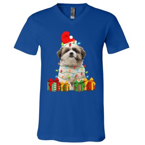 Xmas Shih Tzu Dog Christmas Lights Puppy Lover Meaningful Gift V-Neck T-Shirt