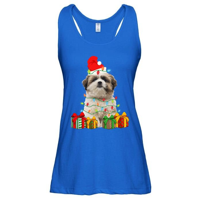 Xmas Shih Tzu Dog Christmas Lights Puppy Lover Meaningful Gift Ladies Essential Flowy Tank