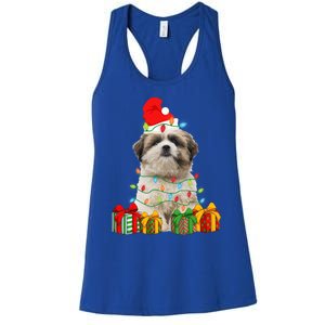 Xmas Shih Tzu Dog Christmas Lights Puppy Lover Meaningful Gift Women's Racerback Tank