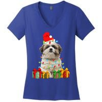 Xmas Shih Tzu Dog Christmas Lights Puppy Lover Meaningful Gift Women's V-Neck T-Shirt