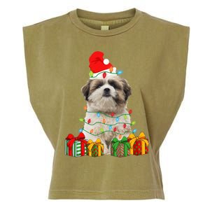 Xmas Shih Tzu Dog Christmas Lights Puppy Lover Meaningful Gift Garment-Dyed Women's Muscle Tee