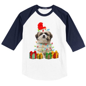 Xmas Shih Tzu Dog Christmas Lights Puppy Lover Meaningful Gift Baseball Sleeve Shirt