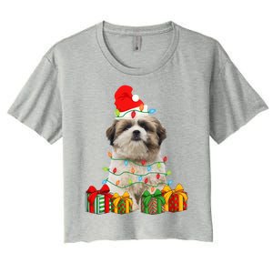 Xmas Shih Tzu Dog Christmas Lights Puppy Lover Meaningful Gift Women's Crop Top Tee