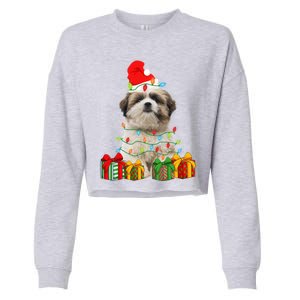 Xmas Shih Tzu Dog Christmas Lights Puppy Lover Meaningful Gift Cropped Pullover Crew