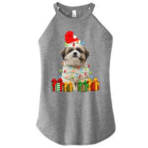 Xmas Shih Tzu Dog Christmas Lights Puppy Lover Meaningful Gift Women's Perfect Tri Rocker Tank