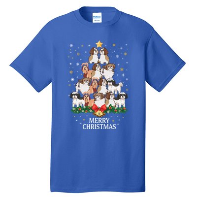 Xmas Shih Tzu Dog Tree Design For Boys Girls Shih Tzu Dog Gift Tall T-Shirt