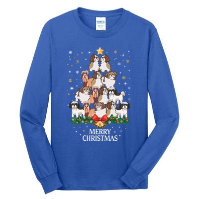 Xmas Shih Tzu Dog Tree Design For Boys Girls Shih Tzu Dog Gift Tall Long Sleeve T-Shirt