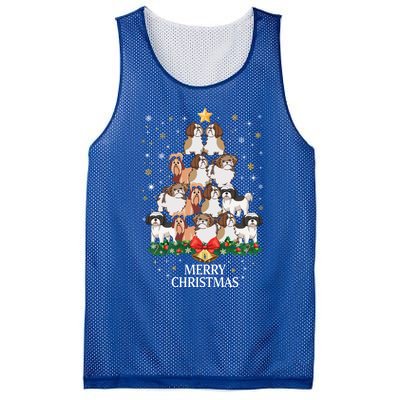 Xmas Shih Tzu Dog Tree Design For Boys Girls Shih Tzu Dog Gift Mesh Reversible Basketball Jersey Tank