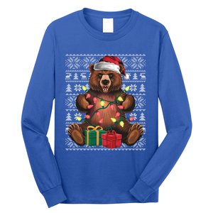 Xmas Style Ugly Santa Hat Grizzly Bear Christmas Gift Long Sleeve Shirt