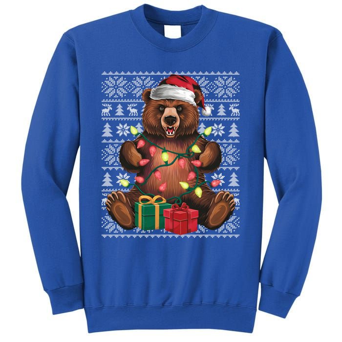 Xmas Style Ugly Santa Hat Grizzly Bear Christmas Gift Sweatshirt