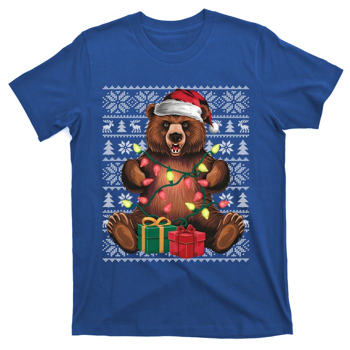 Xmas Style Ugly Santa Hat Grizzly Bear Christmas Gift T-Shirt