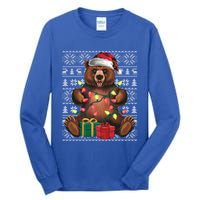 Xmas Style Ugly Santa Hat Grizzly Bear Christmas Gift Tall Long Sleeve T-Shirt