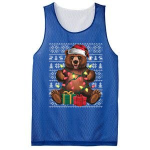 Xmas Style Ugly Santa Hat Grizzly Bear Christmas Gift Mesh Reversible Basketball Jersey Tank